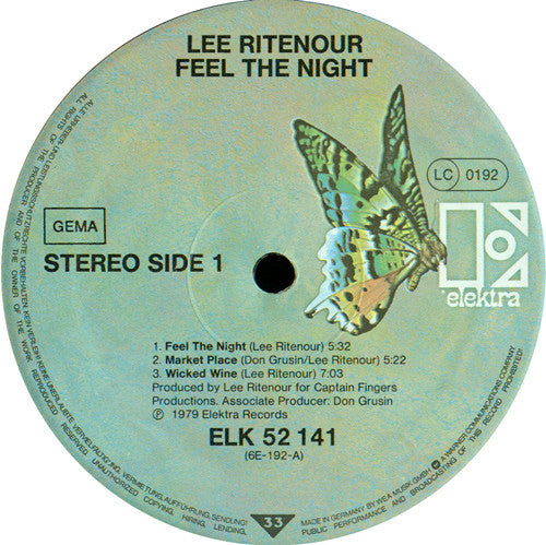 Lee Ritenour : Feel The Night (LP, Album, RP)