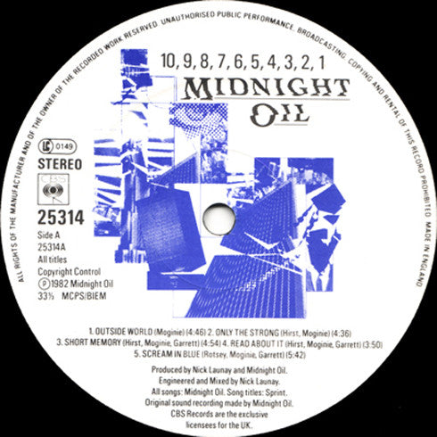 Midnight Oil : 10, 9, 8, 7, 6, 5, 4, 3, 2, 1 (LP, Album)