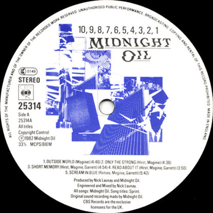 Midnight Oil : 10, 9, 8, 7, 6, 5, 4, 3, 2, 1 (LP, Album)