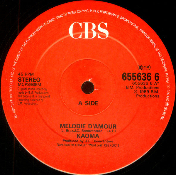 Kaoma : Melodie D'Amour (12", Single)