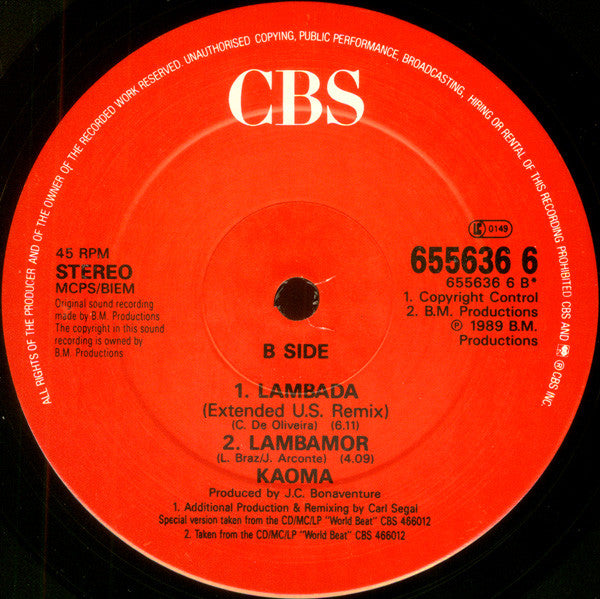 Kaoma : Melodie D'Amour (12", Single)
