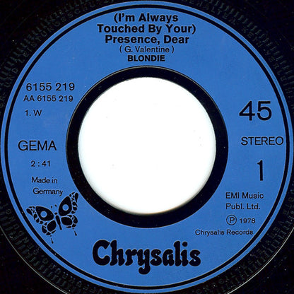 Blondie : (I'm Always Touched By Your) Presence, Dear. (7", Single, Blu)