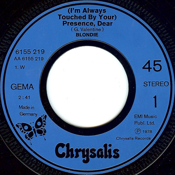 Blondie : (I'm Always Touched By Your) Presence, Dear. (7", Single, Blu)