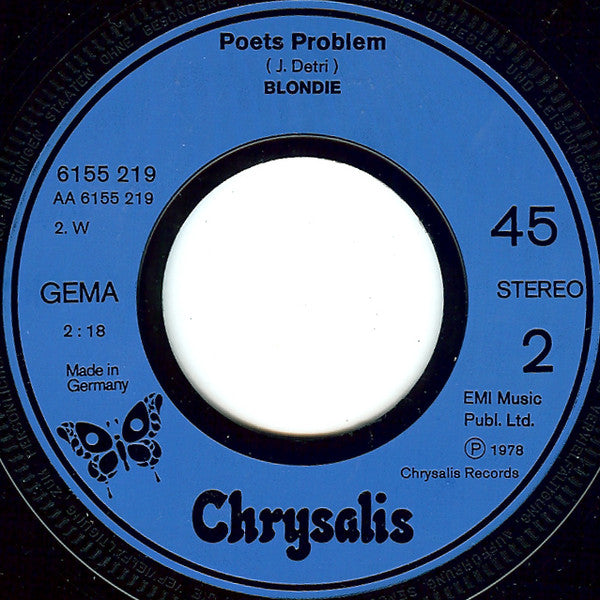 Blondie : (I'm Always Touched By Your) Presence, Dear. (7", Single, Blu)