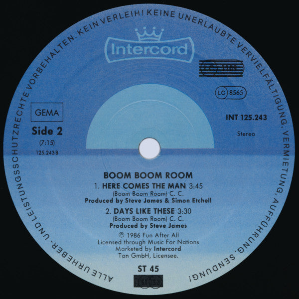Boom Boom Room : Here Comes The Man (12", Maxi)