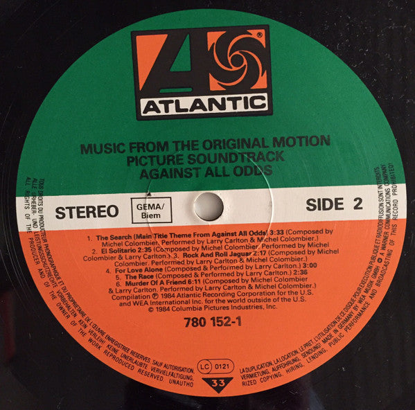 Various : Against All Odds - Music From The Original Motion Picture Soundtrack (LP, Comp)