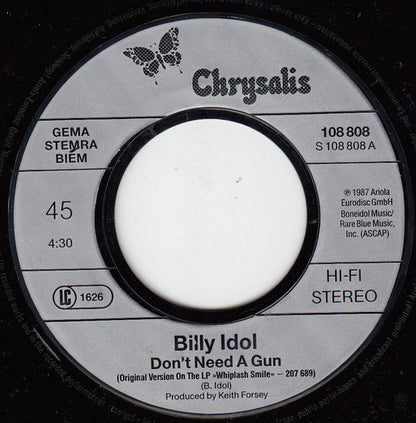 Billy Idol : Don't Need A Gun (7", Single)