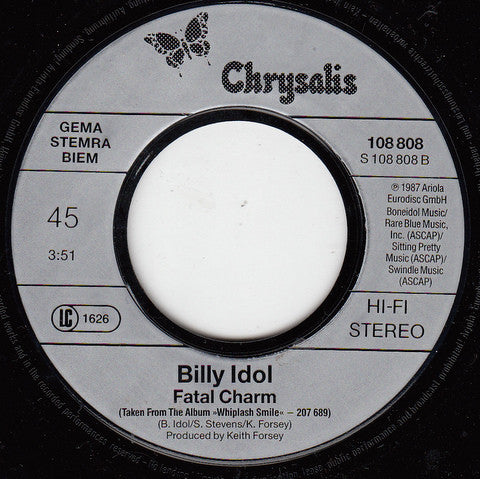 Billy Idol : Don't Need A Gun (7", Single)