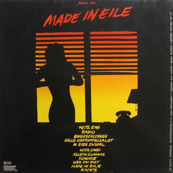 Nichts : Made In Eile (LP, Album, Yel)