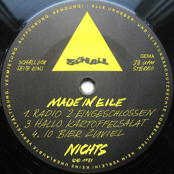 Nichts : Made In Eile (LP, Album, Yel)