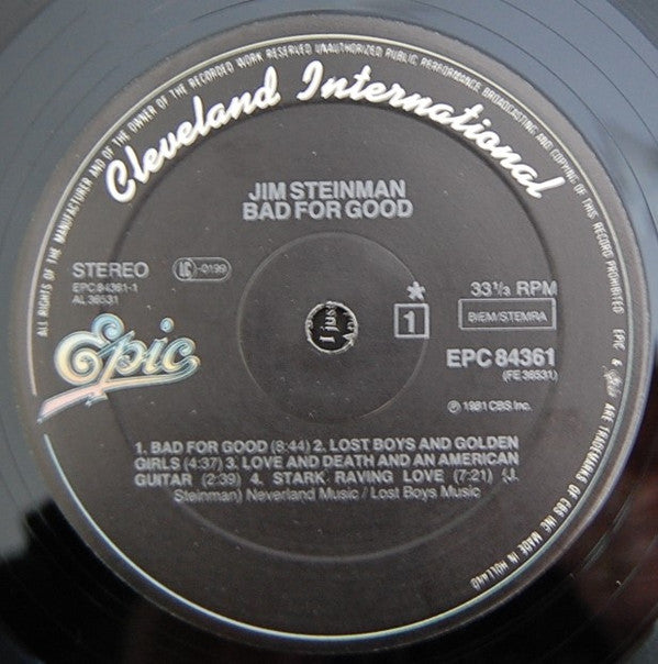 Jim Steinman : Bad For Good (LP, Album + 7", EP, Promo)