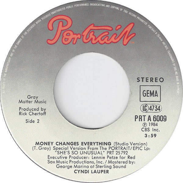Cyndi Lauper : Money Changes Everything (Live) (7", Single)