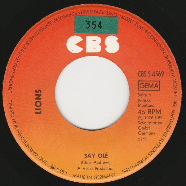 Lions (6) : Say Olé (7", Single)