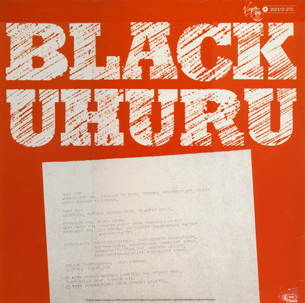 Black Uhuru : Black Uhuru (LP, Album, RE)
