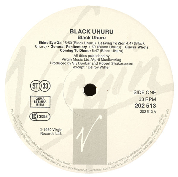 Black Uhuru : Black Uhuru (LP, Album, RE)