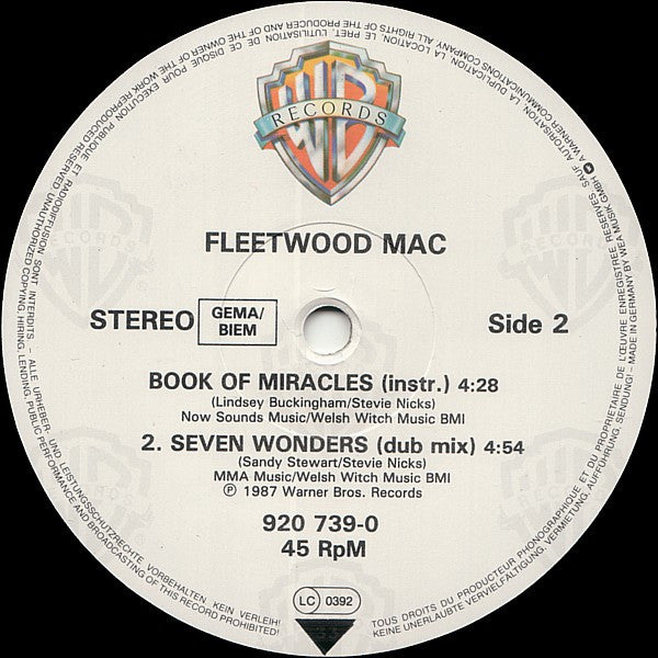 Fleetwood Mac : Seven Wonders (Extended Remix) (12")
