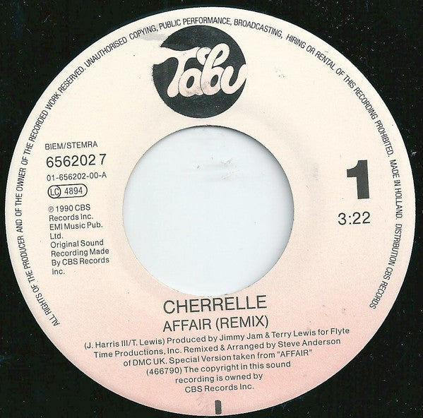 Cherrelle : Affair (Remixed) (7", Single)