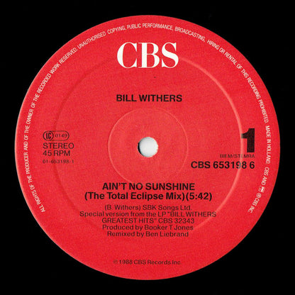 Bill Withers : Ain't No Sunshine (Total Eclipse Mix) (12")