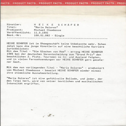 Heike Schäfer : Maria Dolores (7", Single)