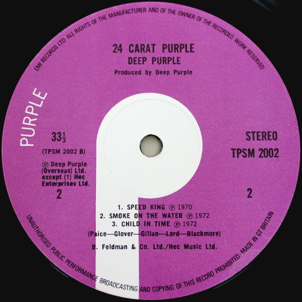 Deep Purple : 24 Carat Purple (LP, Comp, Pal)
