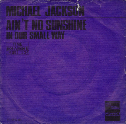 Michael Jackson : Ain't No Sunshine (7", Single, Blu)