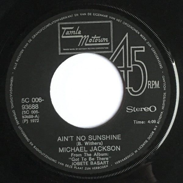 Michael Jackson : Ain't No Sunshine (7", Single, Blu)