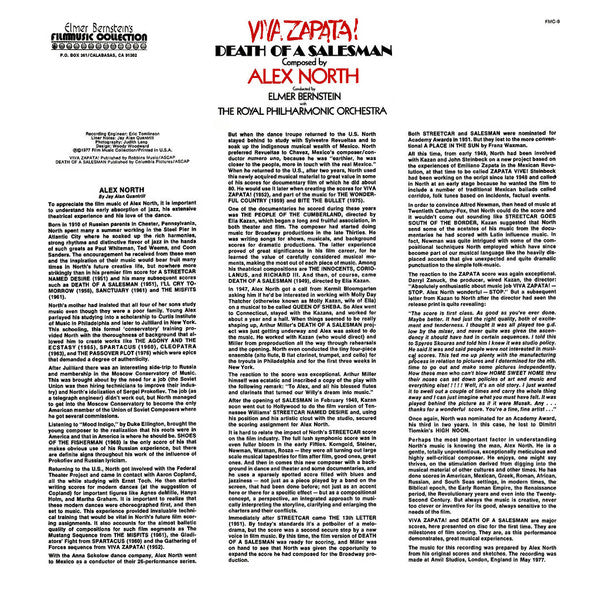 Alex North Conducted By Elmer Bernstein With  The Royal Philharmonic Orchestra* : Viva Zapata! / Death Of A Salesman (LP)