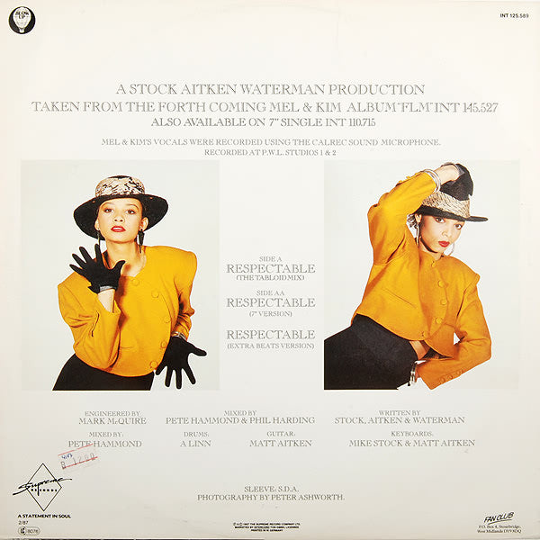 Mel & Kim : Respectable (Special Remix) (12", Maxi, Mul)