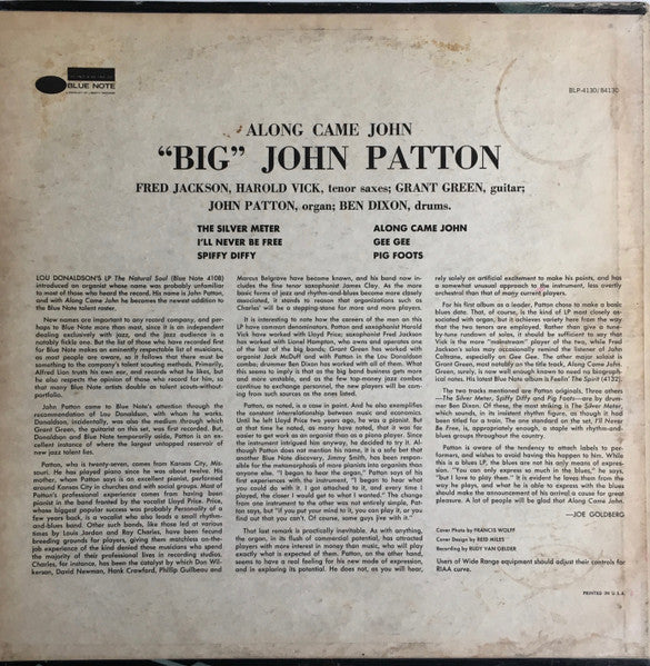 John Patton : Along Came John (LP, Album, RE)