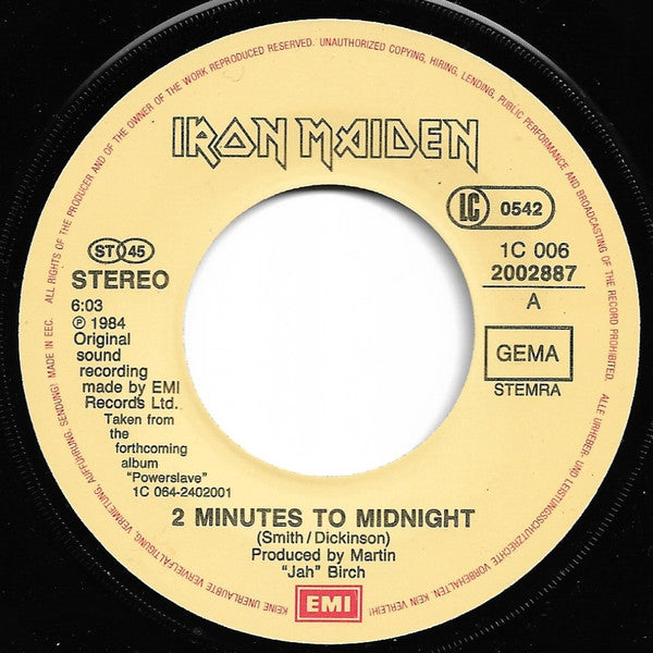 Iron Maiden : 2 Minutes To Midnight (7", Single)
