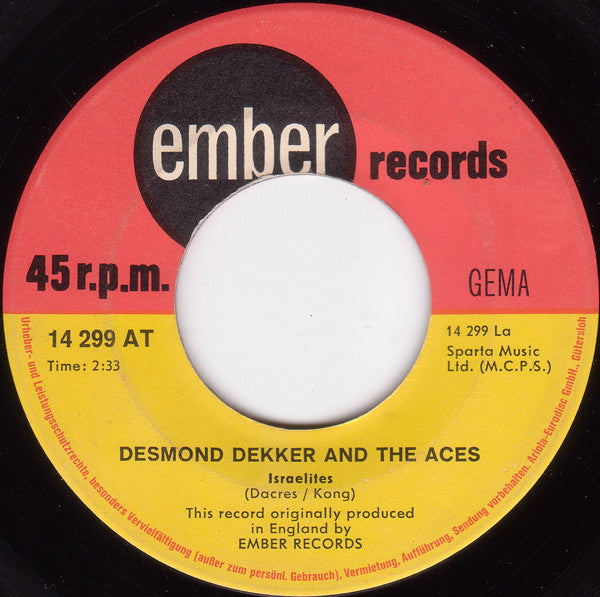 Desmond Dekker And The Aces* : Israelites (7", Single)