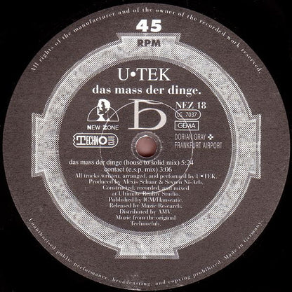 U-Tek : Das Mass Der Dinge (12")