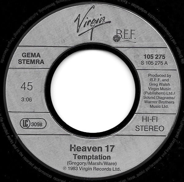 Heaven 17 : Temptation (7", Single)