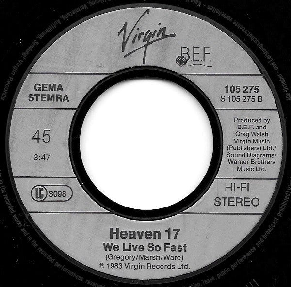 Heaven 17 : Temptation (7", Single)