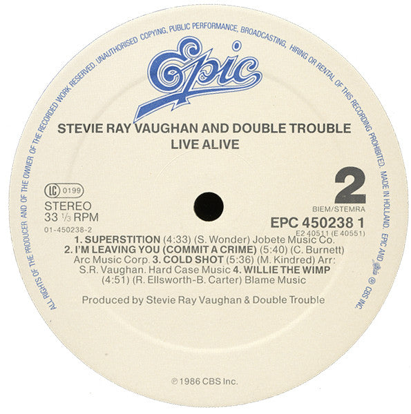 Stevie Ray Vaughan And Double Trouble* : Live Alive (2xLP, Album, Gat)