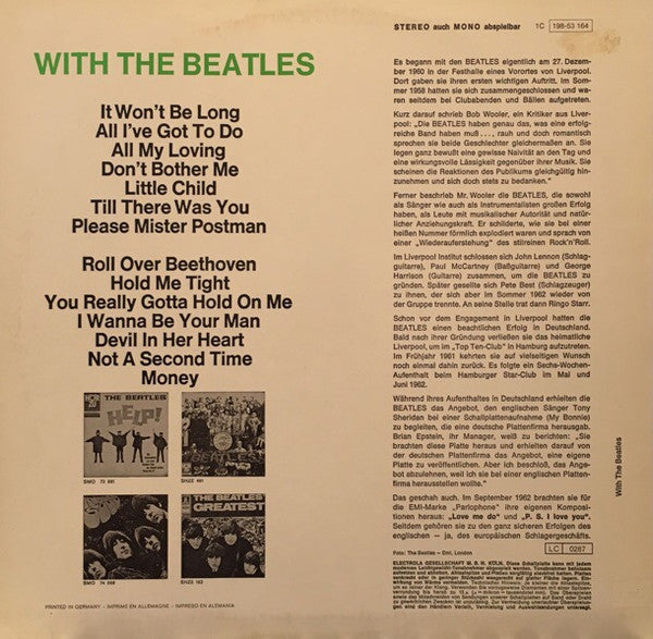 The Beatles : With The Beatles (LP, Album, RE)
