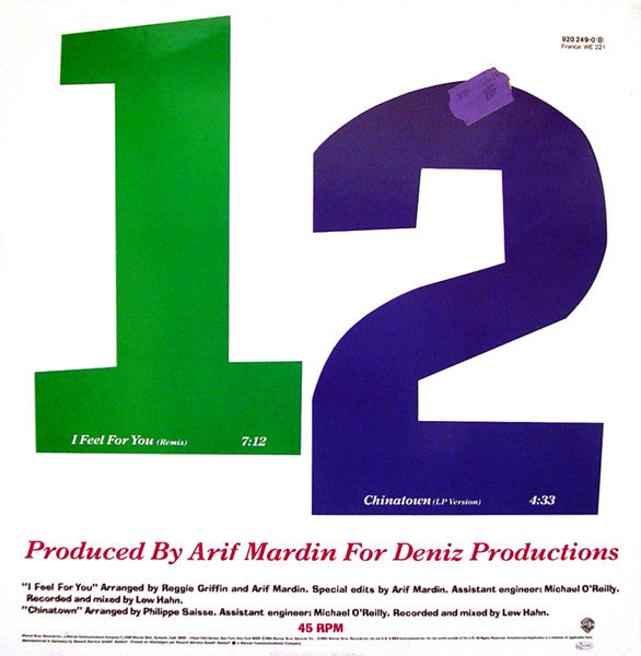 Chaka Khan : I Feel For You (12", Maxi)