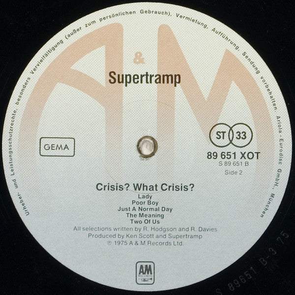 Supertramp : Crisis? What Crisis? (LP, Album)