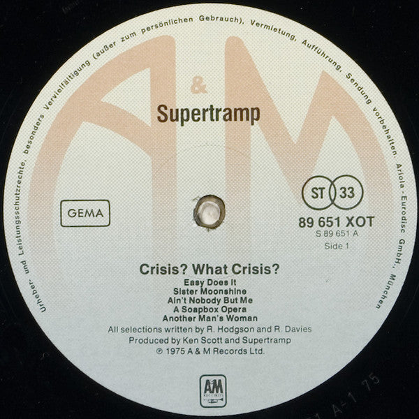 Supertramp : Crisis? What Crisis? (LP, Album)