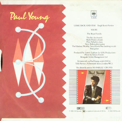 Paul Young : Come Back And Stay (Single Remix Version) (7", Single)