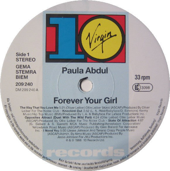 Paula Abdul : Forever Your Girl (LP, Album)