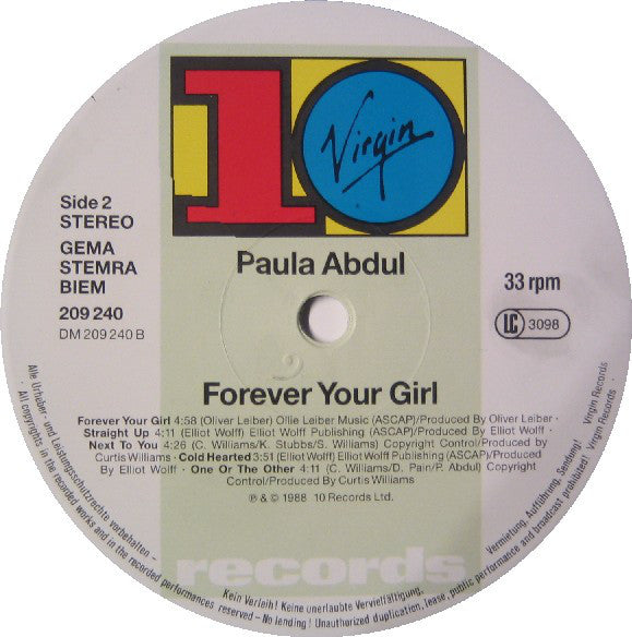 Paula Abdul : Forever Your Girl (LP, Album)