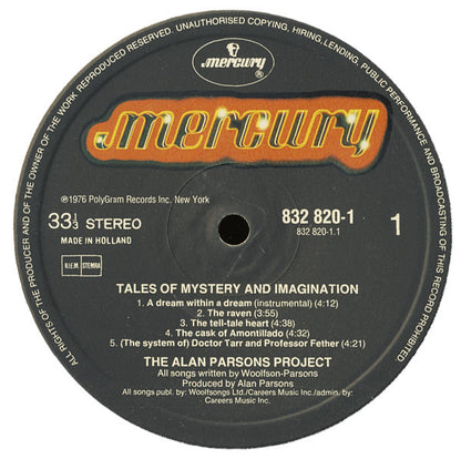 The Alan Parsons Project : Tales Of Mystery And Imagination (Edgar Allan Poe) (LP, Album, RE, RM, Gat)