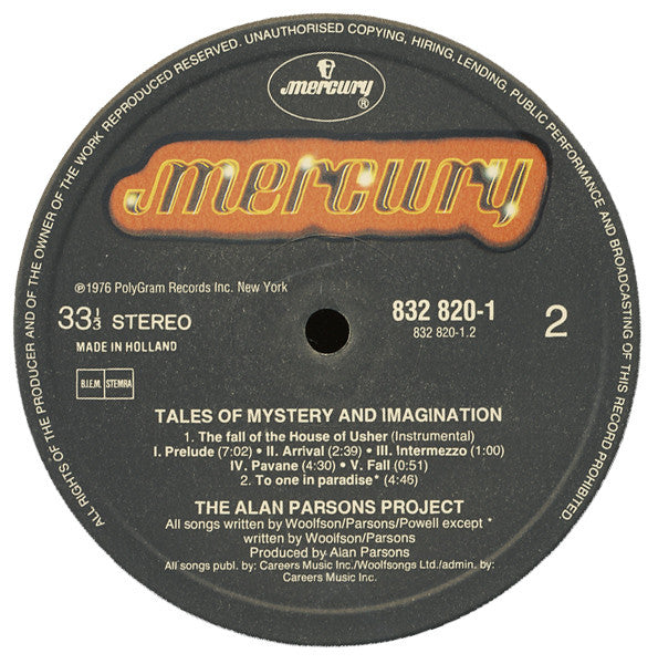 The Alan Parsons Project : Tales Of Mystery And Imagination (Edgar Allan Poe) (LP, Album, RE, RM, Gat)
