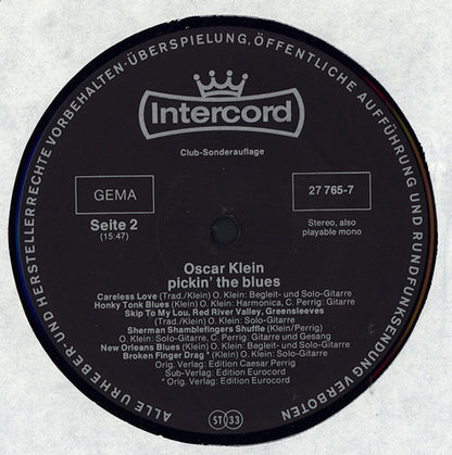 Oscar Klein : Pickin' The Blues (LP, Album, Club)