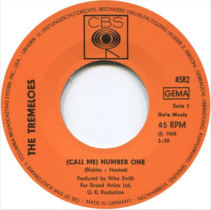 The Tremeloes : (Call Me) Number One (7", Single)