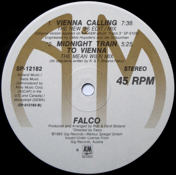 Falco : Vienna Calling (12", Single)