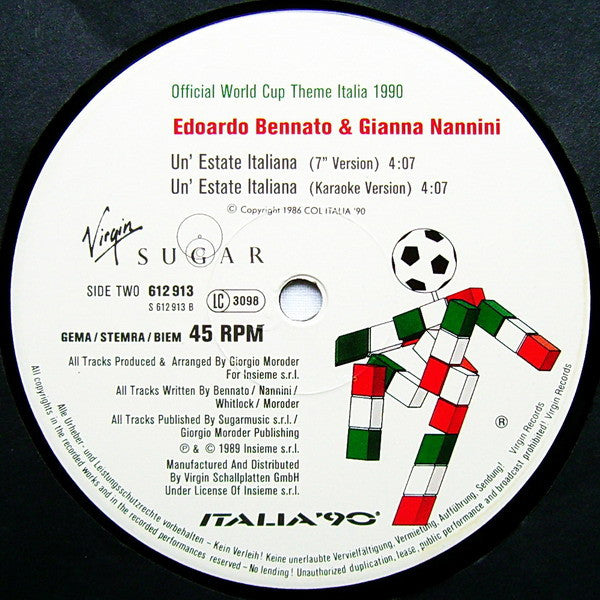 Edoardo Bennato - Gianna Nannini : Un'Estate Italiana (12", Single)