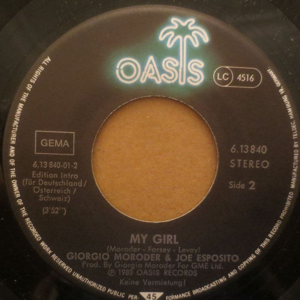 Giorgio Moroder & Joe Esposito : A Love Affair (7", Single, Promo)