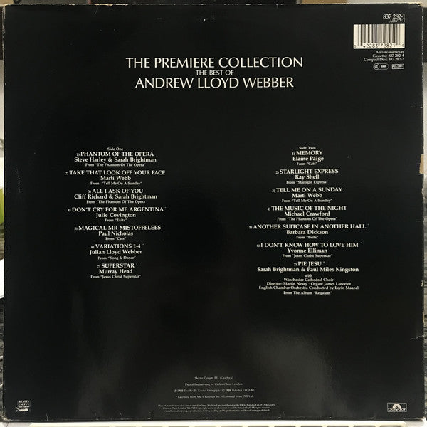 Various, Andrew Lloyd Webber : The Premiere Collection - The Best Of Andrew Lloyd Webber (LP, Comp)